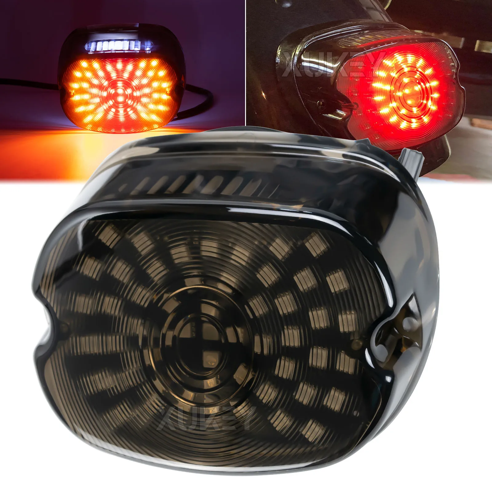 

Motorcycle Rear Tail Light Brake Stop Turn Signal Running Lamp for Harley Sportster Road Glides Dyna With License Plate Light