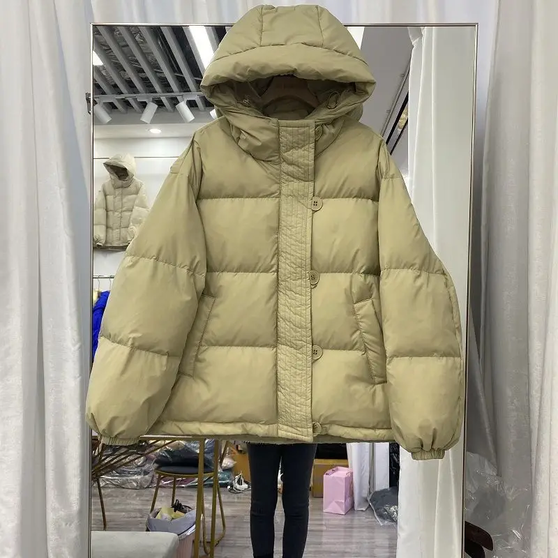 2023 Winter Women Warm White Duck Down Coat Female with Hooded Jacket Casual Loose Thickening Down Ladies Coats News M59