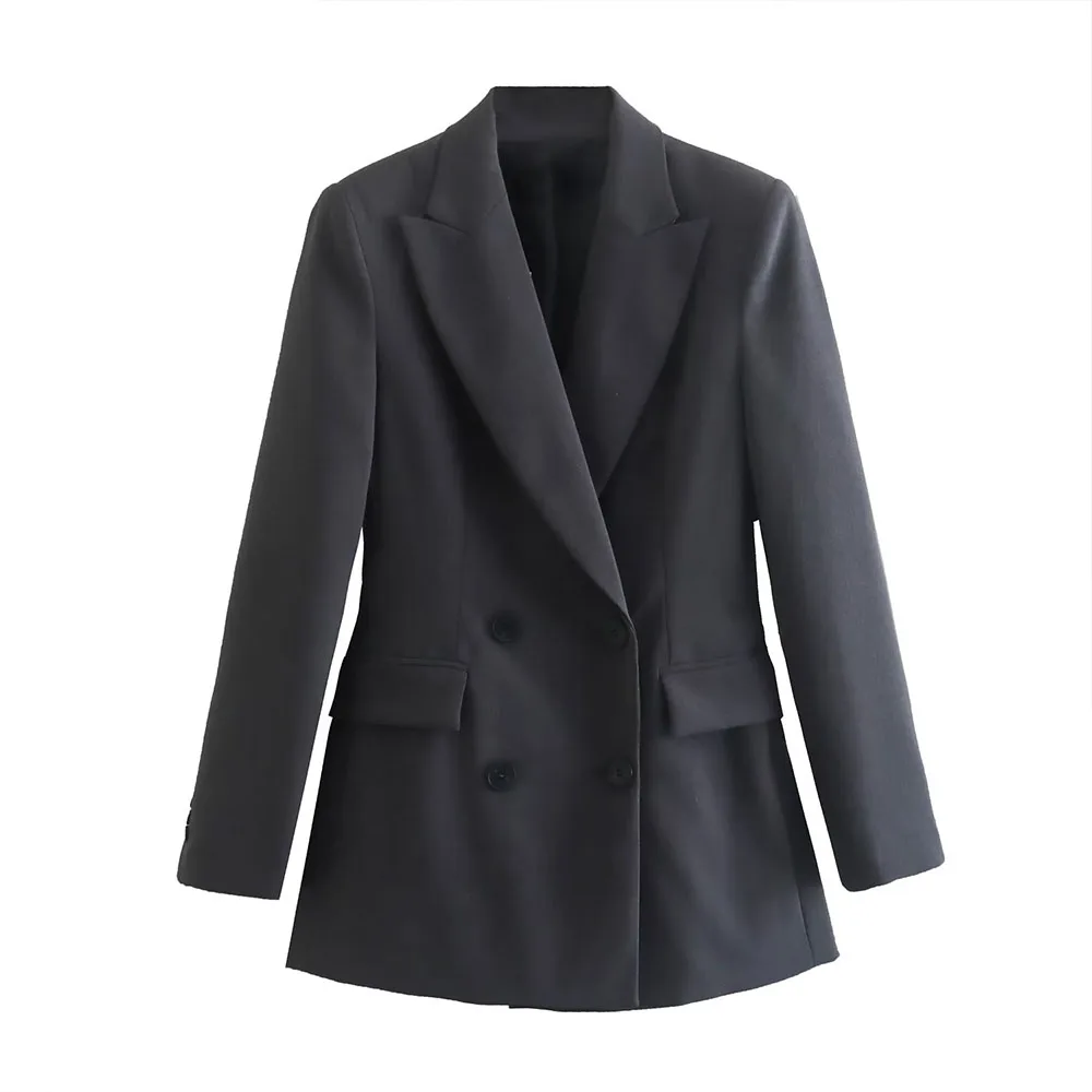 

BER&OYS&ZA2022 Autumn/Winter women's vintage lapel style fashion double breasted slim-fit suit jacket
