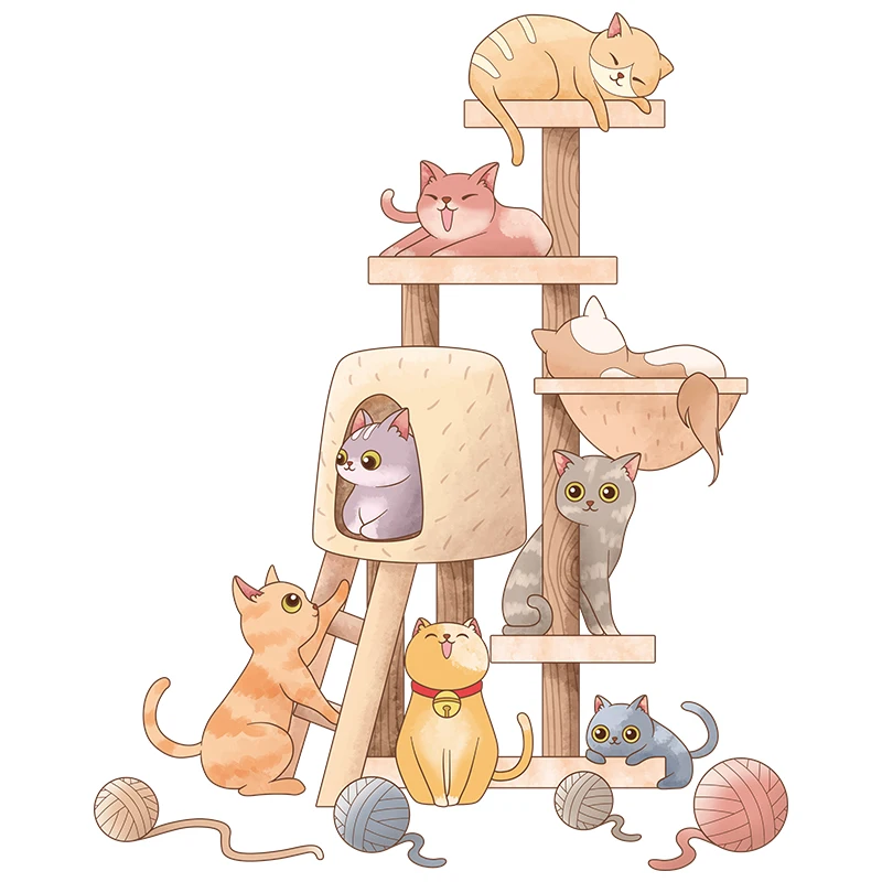 [Shijuekongjian] кошки животные наклейки на стену DIY мультфильм деревянная полка для