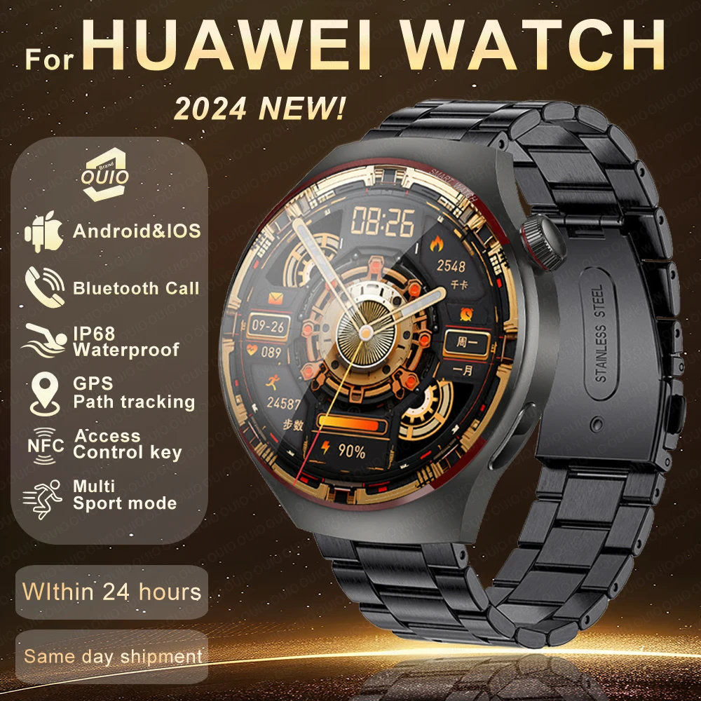 Новинка 2024 Смарт-часы Huawei Xiaomi 4 Pro мужские с GPS-трекером AMOLED экран 360*360 HD Bluetooth