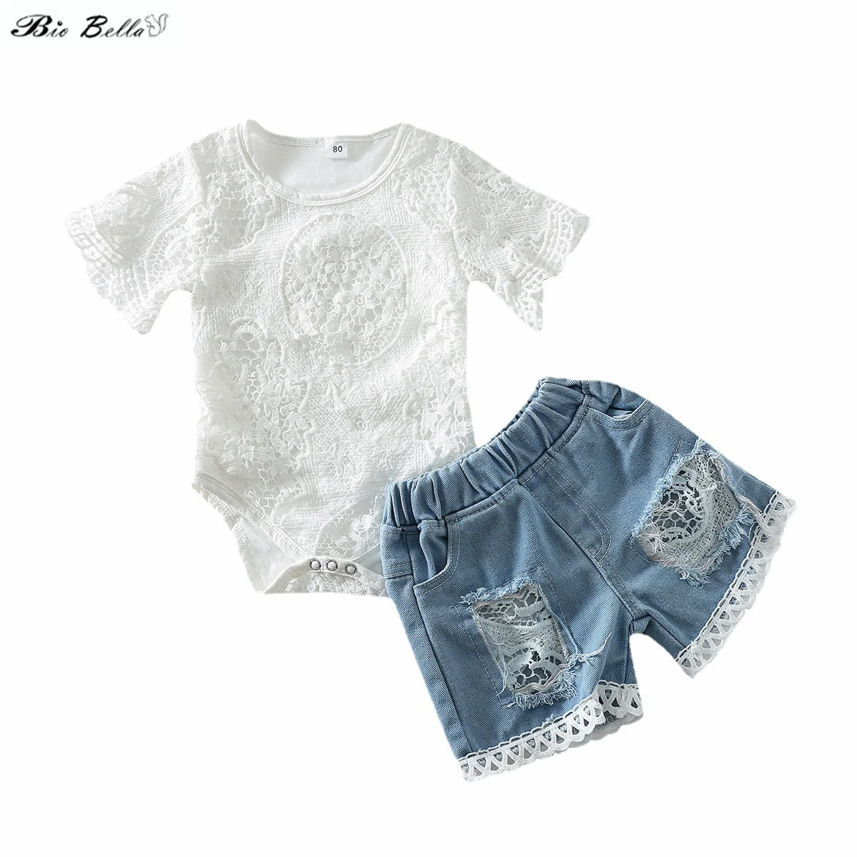 

2 шт., однотонные хлопковые рубашки и брюки на подтяжках с бантом