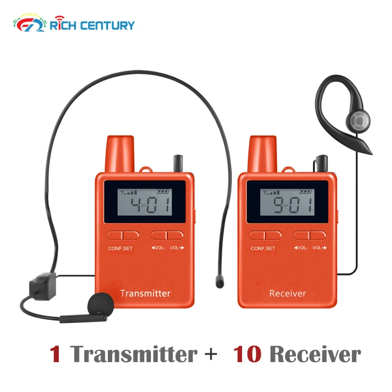 

RC 2401 Wireless Tour Guide System 50 Channels 200 Meters 1 Transmitter+10 Receivers With Microphone For Horse Riding Churches