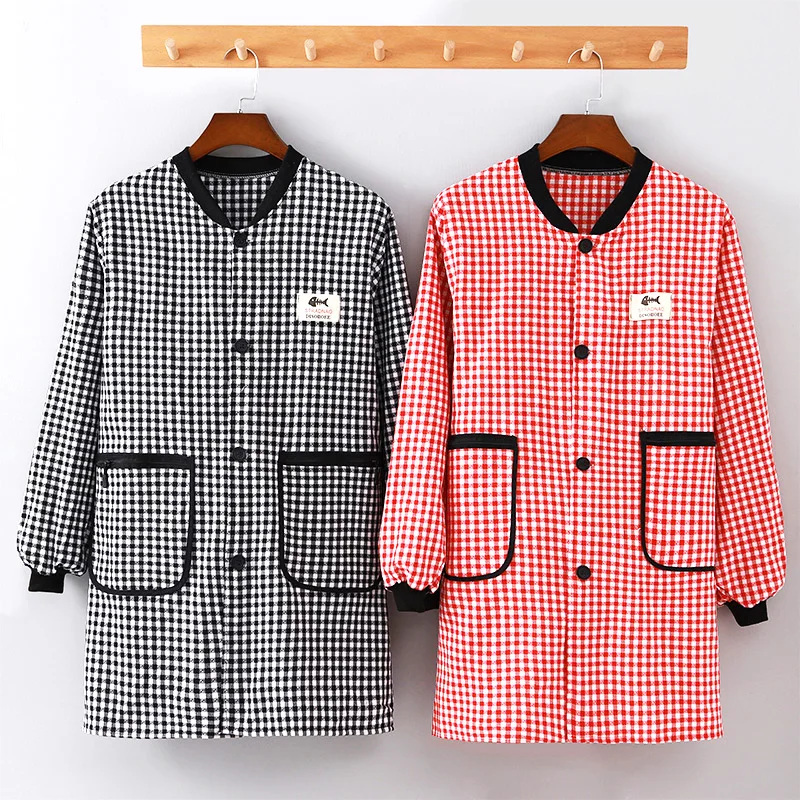 

Cotton long-sleeved blouse women's coat anti-fouling breathable apron home kitchen is dressing work work clothes custom men