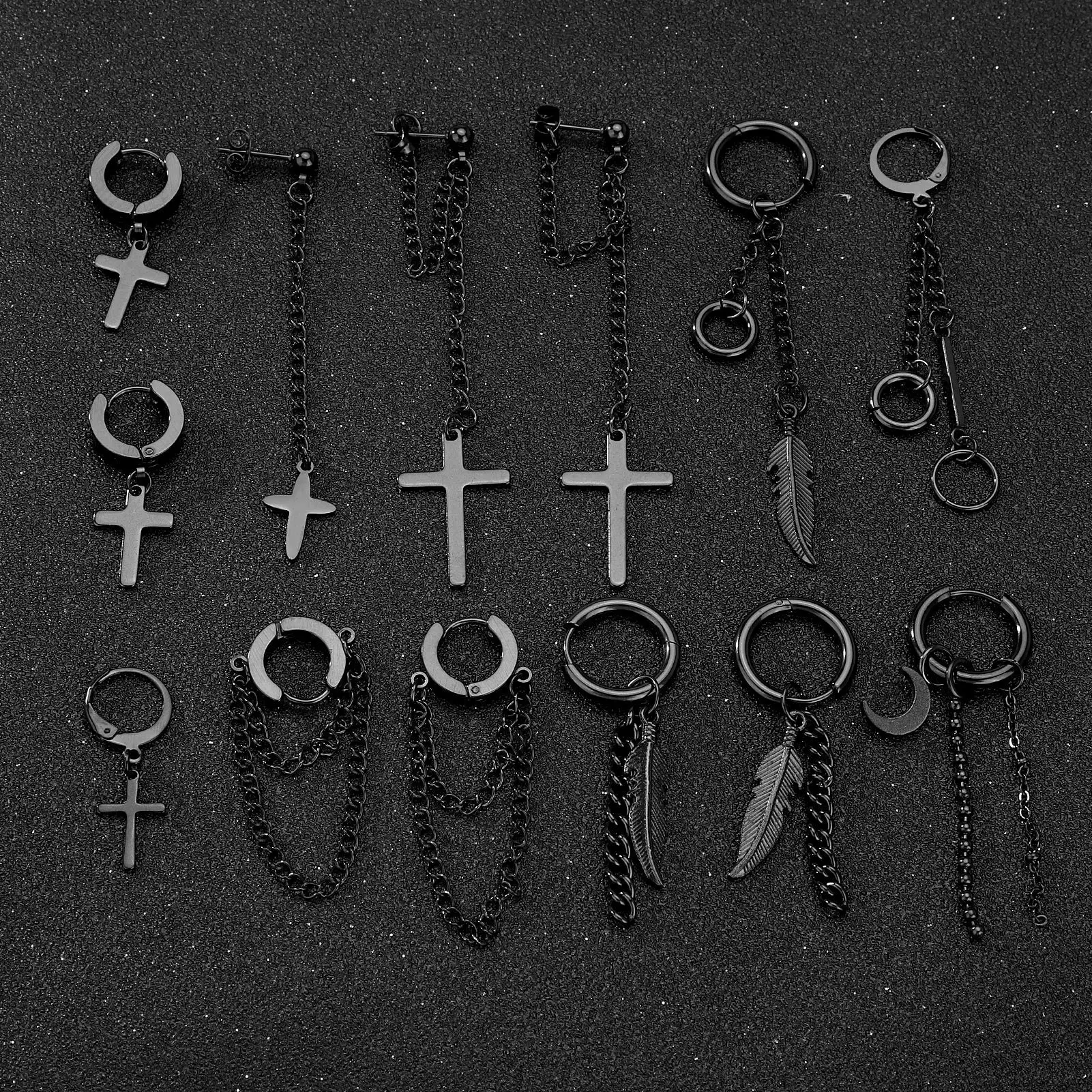 Серьги-кольца с подвеской в виде Луны и звезды из нержавеющей стали |