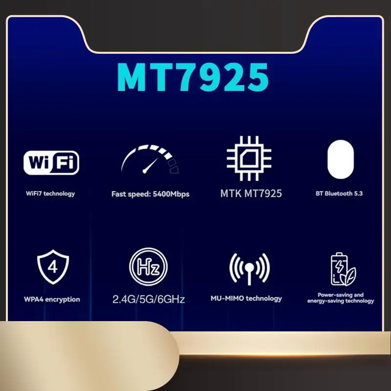 Фото Комплект адаптеров Wi-Fi 7 MT7925 PCI-E, трехдиапазонный 2,4G/5G/6Ghz, 5374 Мбит/с, BT5.3, настольный беспроводной сетевой адаптер для Win11/10-N36R №1
