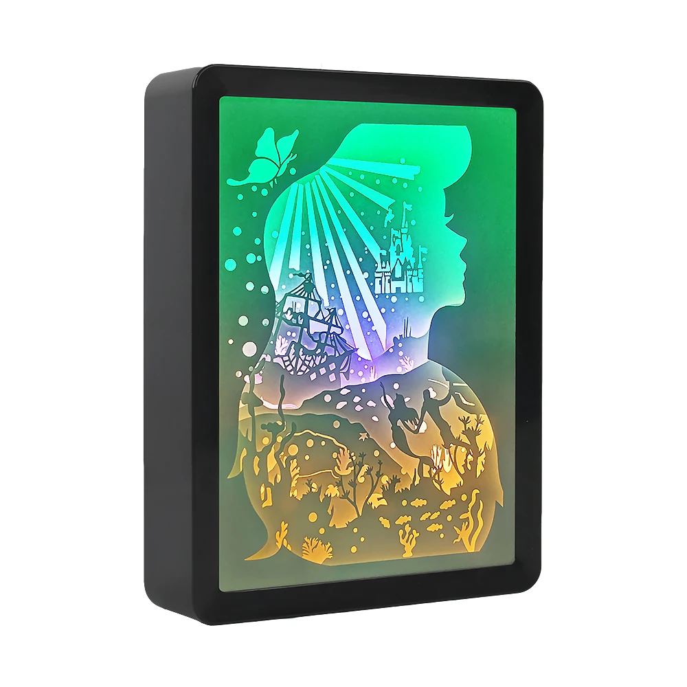 

3D Led Night Light Shadow Box Frame Merrmaid Birthday Party Bedside Lamp DIY Kid Night Light Home Decoration Kids Gril Gift Box