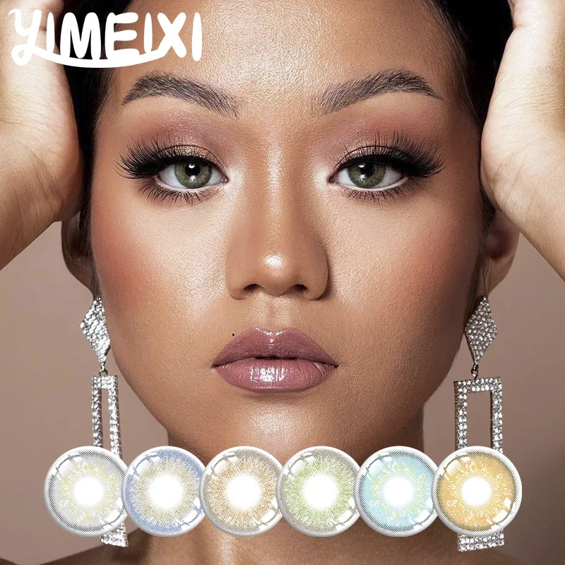 

YIMEIXI, 1 пара (2 шт.), новые цветные контактные линзы для глаз, один год использования, искусственный макияж с чехлом для хранения линз, быстрая д...
