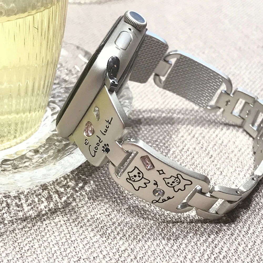 Нарядный ювелирный браслет для Apple Watch Band 46 мм, 45 мм, 44 мм, 49 мм, 42 мм, 41 мм, 40 мм, 38 мм, для женщин и девочек, милый стильный металлический ремешок с бриллиантами (art.: 3920cb5db428e) - 3920cb5db428e