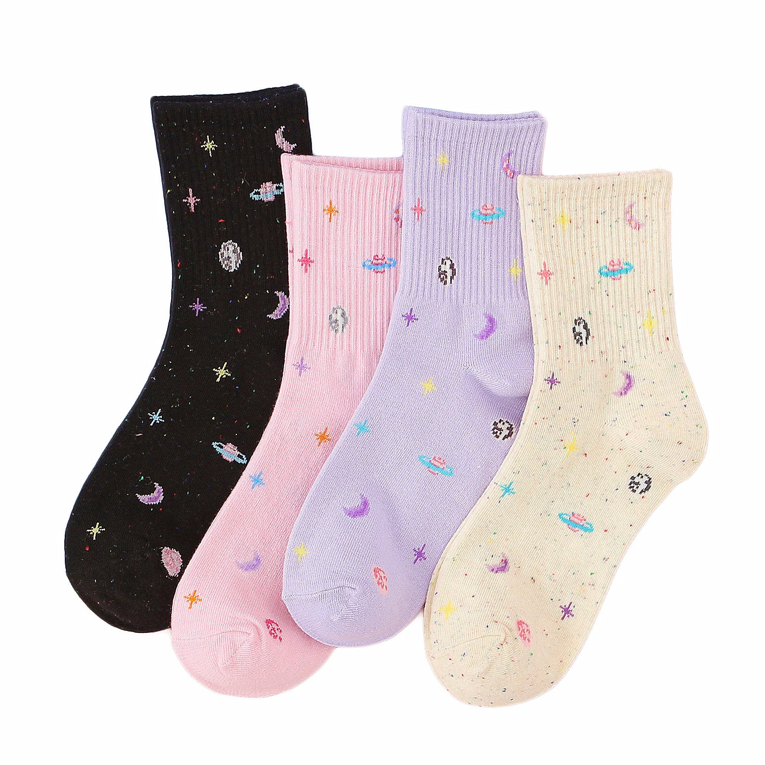 

Womenn's Socks Planet Space Cartoon Cotton Tube Socks Harajuku Creative Moon Stars Funny Socks High Quality Women's Gifts Socks