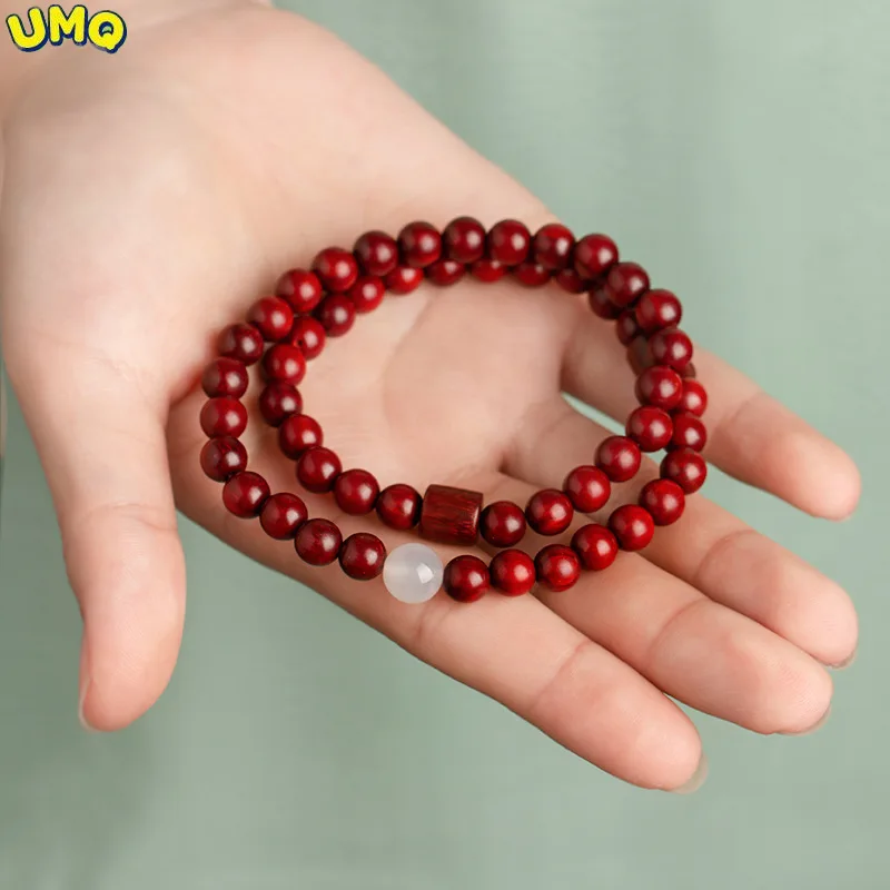

Натуральный креативный браслет из красного сандалового дерева с одной петлей, многослойный браслет с несколькими петлями для любителей ли...