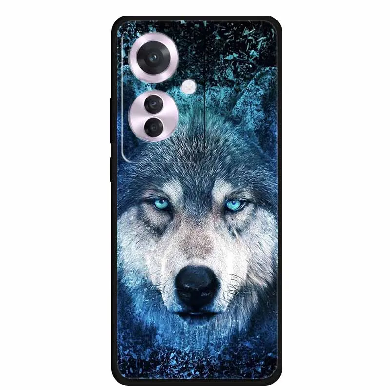Чехол Fundas для Oppo Reno11 F Reno11F Wolf Lion мягкий черный силиконовый защитный чехол из ТПУ