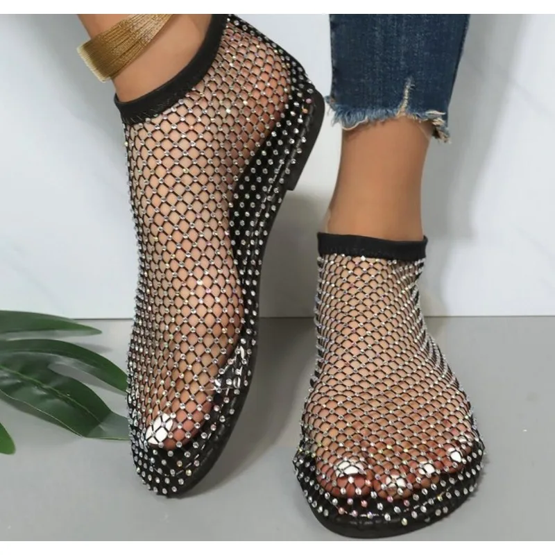 Модные женские сандалии на плоской подошве босоножки в виде рыболовной сети