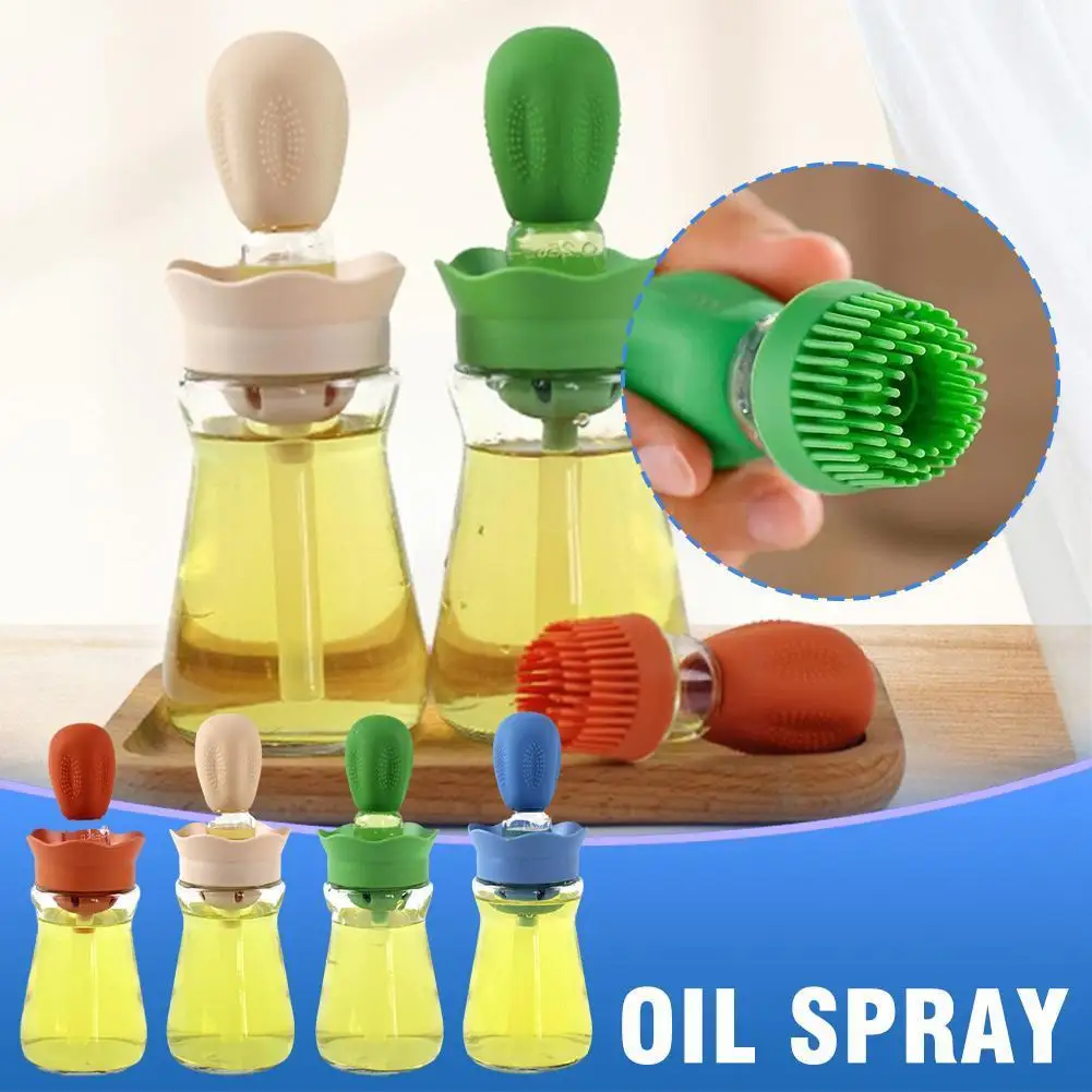 

Olive Oil Dispenser Bottle With Silicone Brush Lid BBQ Tool Oil Cookware Spray Container Baking Cooking Measuring M9U3