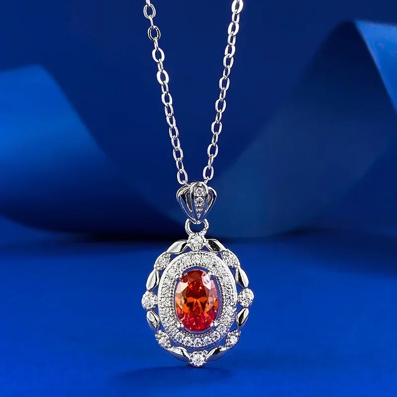 Новый S925 серебро 5*7 мм овальный оранжевый кулон Fenda универсальный для ежедневного