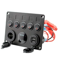 2 usb socket charger 4 2a red led voltmeter 12 24v power outlet 5 gang on off car toggle switch multi functions panel