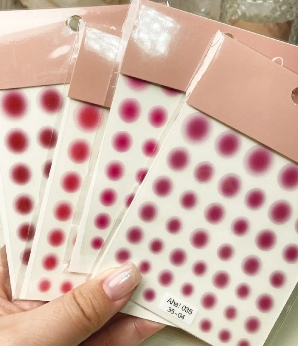 1Pc Aha Nail Art Sticker Glitter Gradient Nail Decals Blush Design 3D Pink Dots Nail Deacoration Ultra-thin Manicure Supplies