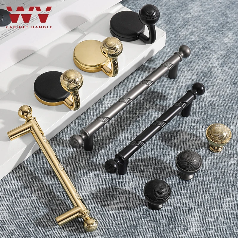 

WV Modern Zinc Alloy Black Gold Door Handles Kitchen Cabinet Pulls Solid Drawer Knobs Fashion Furniture Knobs Hardware