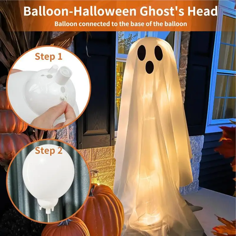 

Large Lighted White Cloth Ghosts DIY Halloween Decorations With LED String Light Spooky White Ghost Decoration For Haunted House