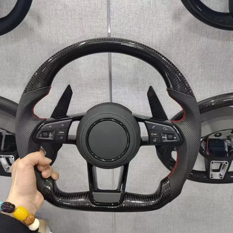 Спортивное рулевое колесо из углеродного волокна для Audi R8 A7 A3 8P A8 A6 C7 Q3 Q7 Q5 S8 A4 B9 TT RS3 RS5 RS7 S3 S5 S6 с кнопкой запуска AA (art.: 3920d276fb987) - 3920d276fb987