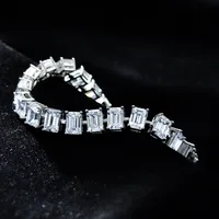 New fashion trend S925 inlaid 5A zircon full circle rectangular white diamond ladies high-end cutting sterling silver bracelet