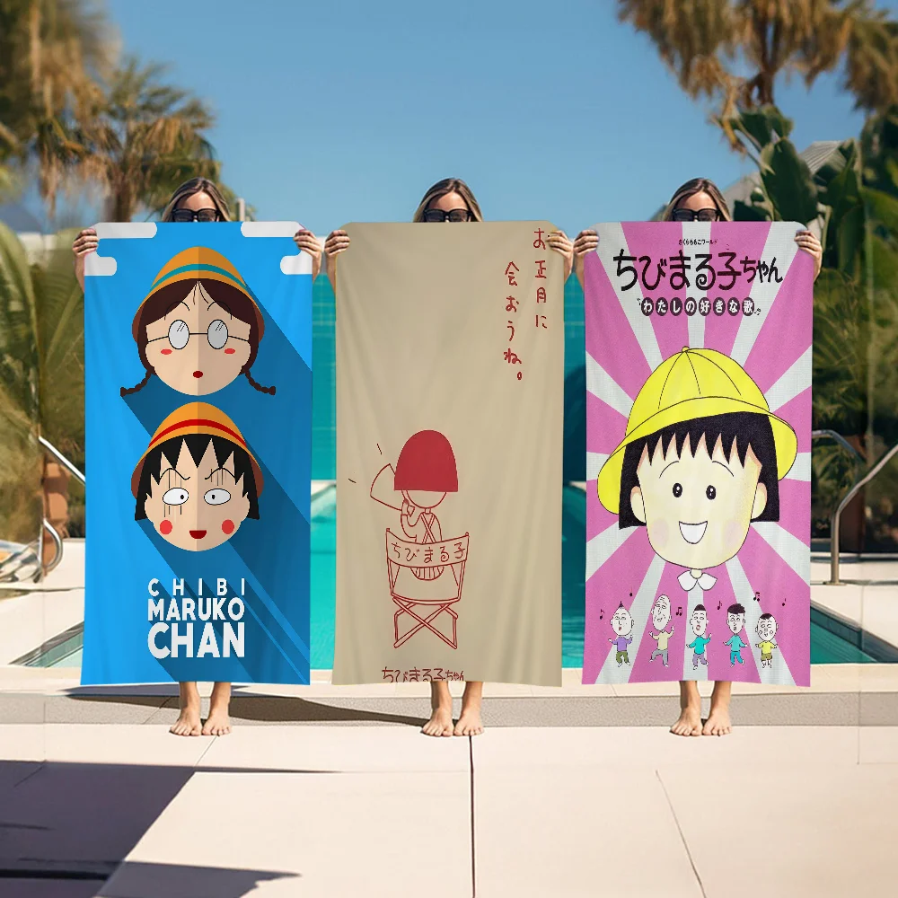 C-Chibimaruko Chan Большие пляжные полотенца из микрофибры Быстросохнущее полотенце