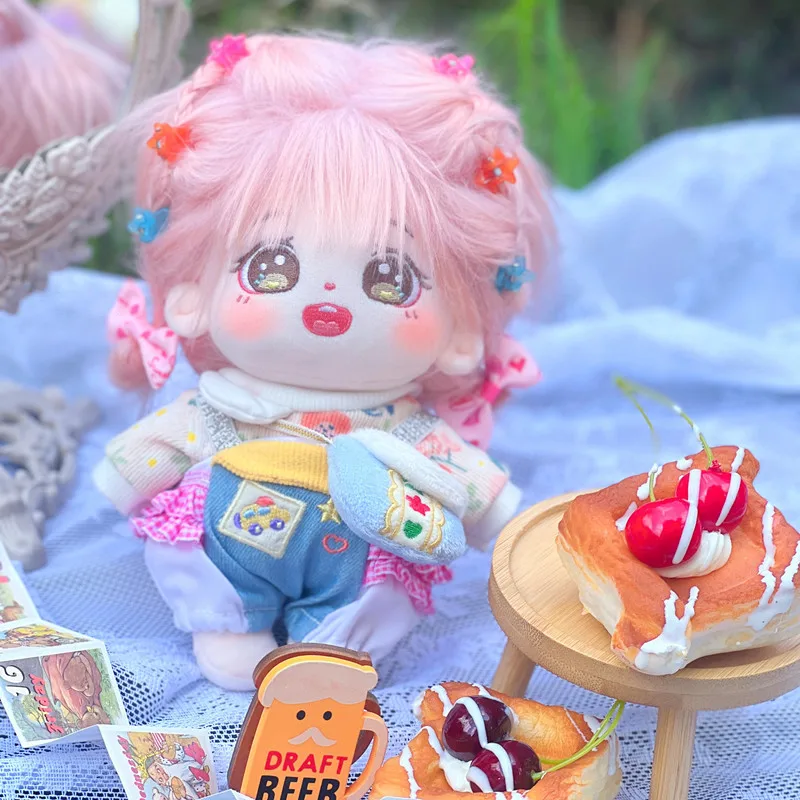 

20cm Plush Human Doll Figure Baby Doll Cute Pink Hair Cotton Body Dolls No Skeleton Stuffed Plushies Toys Gift No Clothes