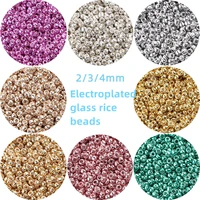 234mm electroplated glass rice beads diy hand beaded jewelry accessories clothing accessories