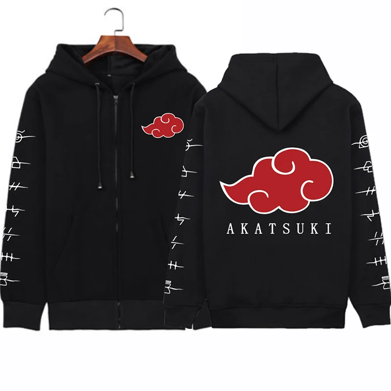 Akatsuki Cloud Symbols Jacket Hoodies Oversized Japan Anime Streetwear Sweatshirt Men Women Hip Hop Harajuku Zip Coat Tops images - 6