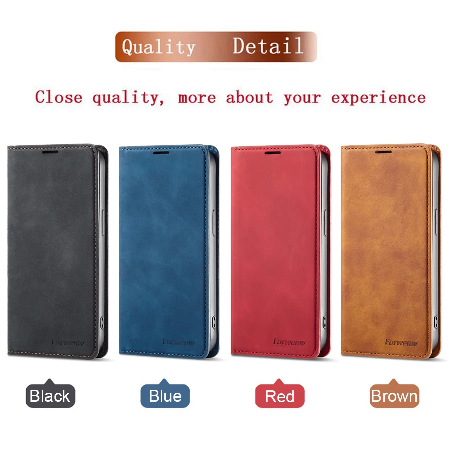 Wallet Skin Friendly Magnetic Flip Bracket Leather Case For iPhone 14 Pro Max 13 12 11 SE 2022 2020 X XR XS Max 8 7 6 Plus 5 5S