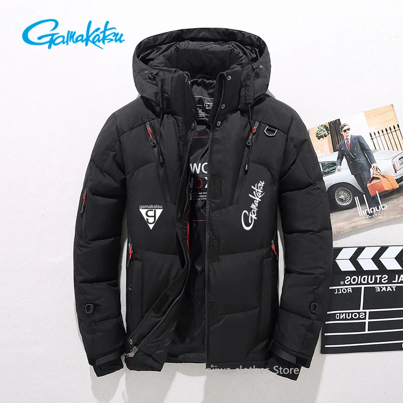 

Gamakatsu White Duck Down Fishing Jacket Warm Hooded Thick Puffer Jacket Coat Male High Quality Thermal Winter Fishing Clothes
