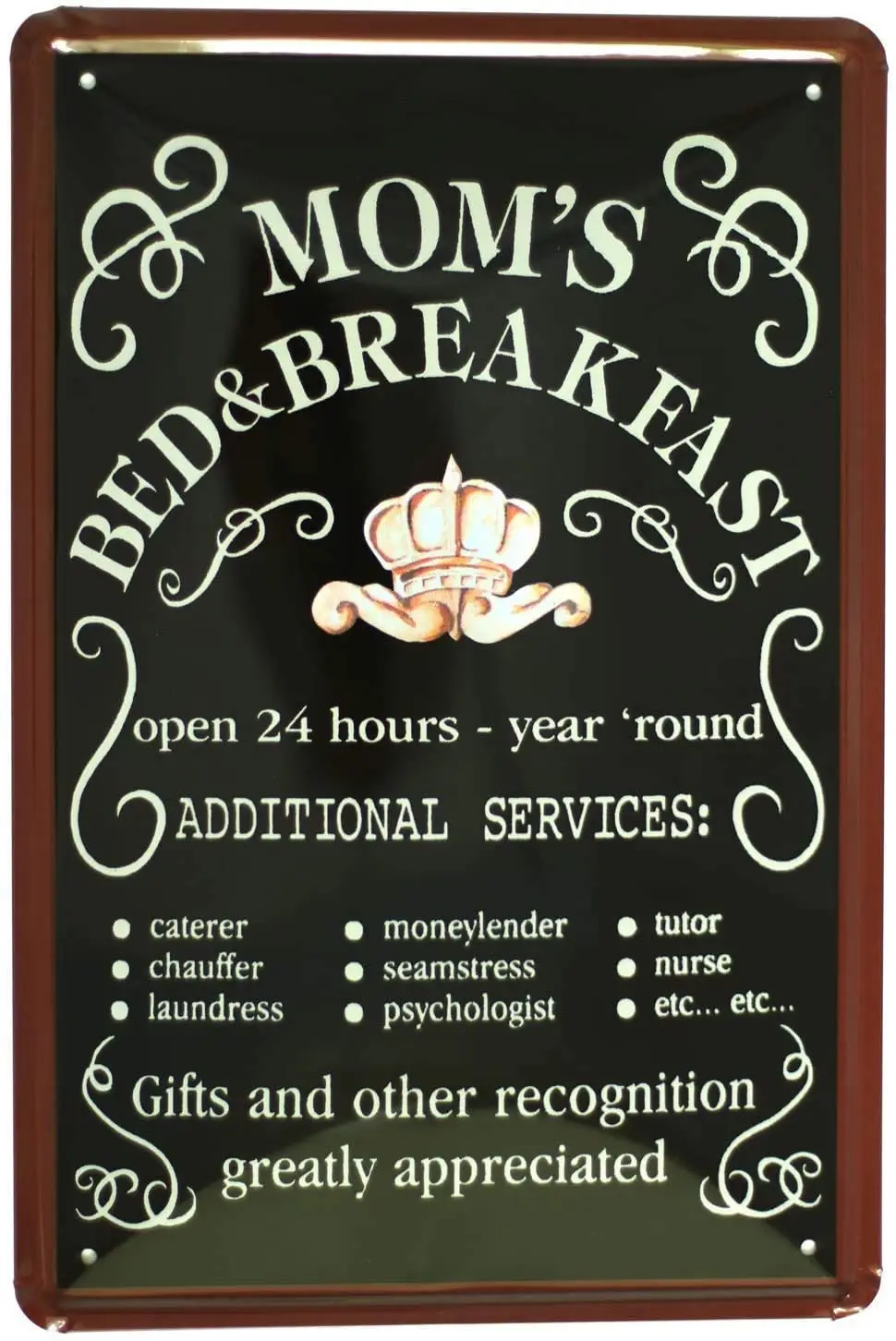 

Mom'S Bed Breakfast Open 24 Hours Retro Metal Tin Sign Plaque Poster Wall Decor Art Shabby Chic Gift