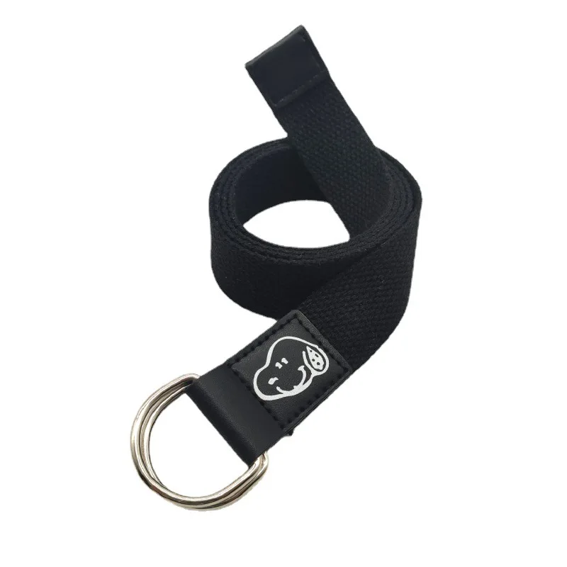 

leisure cartoon dog head woven canvas belt double ring D-shaped metal buckle multicolor printing