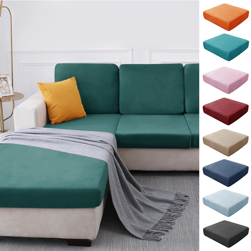 

Seat Cushion Case Velvet Cushion Cover Furniture Protector Sofa Cover Stretch Slipcovers Washable Durable Elastic Home Decor