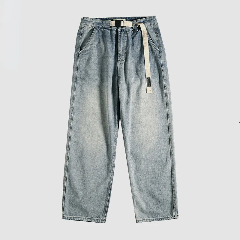 Джинсы мужские с эффектом потертости модные брюки в японском стиле бойфренда