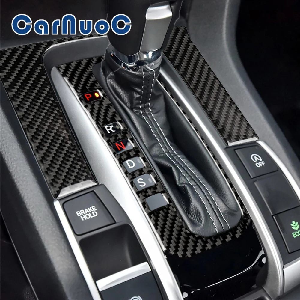 

Car Console Gear Shift Panel Decorative Cover Trim Carbon Fiber Stickers For Honda Civic 10th Gen 2016-2019 Interior Accessories