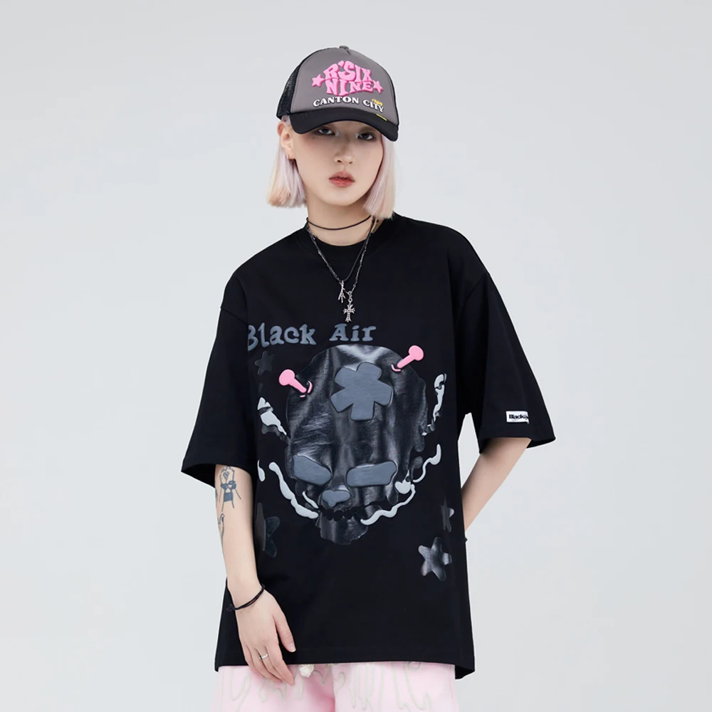 

Футболка с графическим рисунком черепа в готическом стиле, футболка большого размера для мужчин, уличная одежда Y2k, футболки с аниме рисунком, винтажные топы в стиле хип-хоп, футболки, мужская одежда