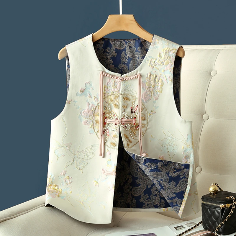 Новый китайский жилет Sle женский весенне-осенний без рукавов верхняя одежда