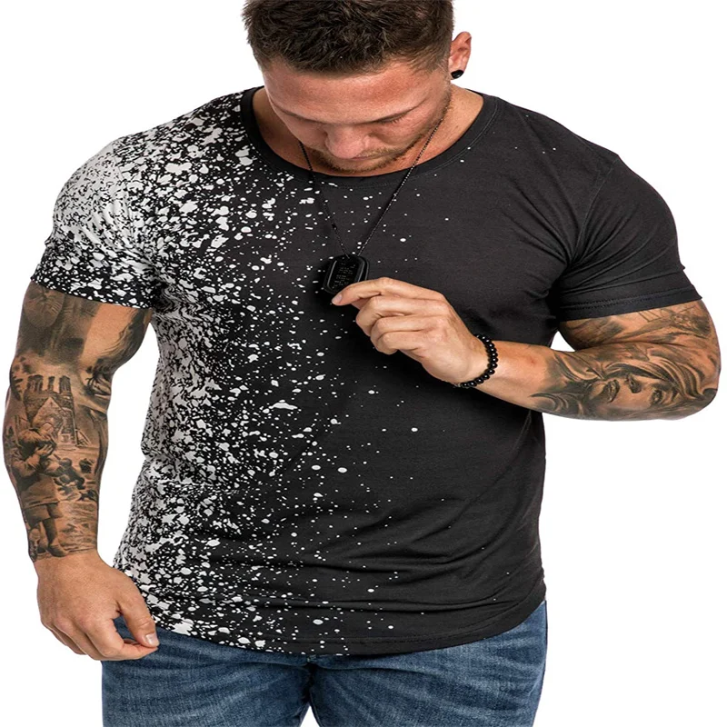 

2022 Spring And Summer New Men's Digital Printing 3D Snowflake Dot Gradient Men's Casual Sports Short-Sleeved Fashion Basketball