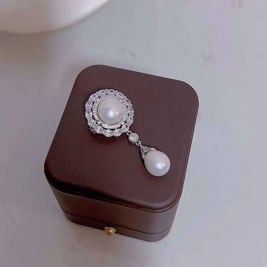 N Queen's брошь 12-13 мм натуральный высококачественный пресноводный жемчуг + 10-11