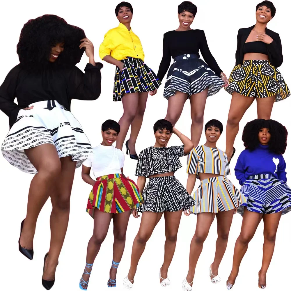 

European and American women's fashion sexy printed loose shorts with pockets