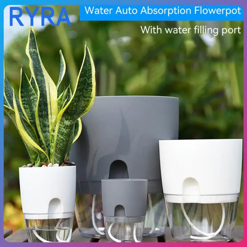 

Plastic Cotton Rope For Indoor Plants Transparent Flower Pot With Injection Port Cotton Rope Self Watering Small Plant Pot