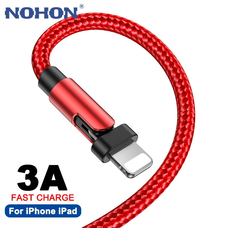 

Вращающийся на 180 градусов USB-кабель для iPhone 14 13 12 11 Pro Max Xs X XR 6 6s 7 8 Plus SE 2 iPad 3A, шнур для быстрой зарядки и передачи данных, свинцовый зарядный пр...