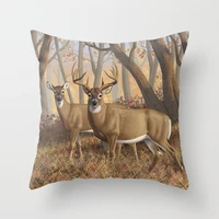whitetail deer trophy buck and doe in autumn pillowcase decorative cushion for sofa pillow chair car cushion cover home decor