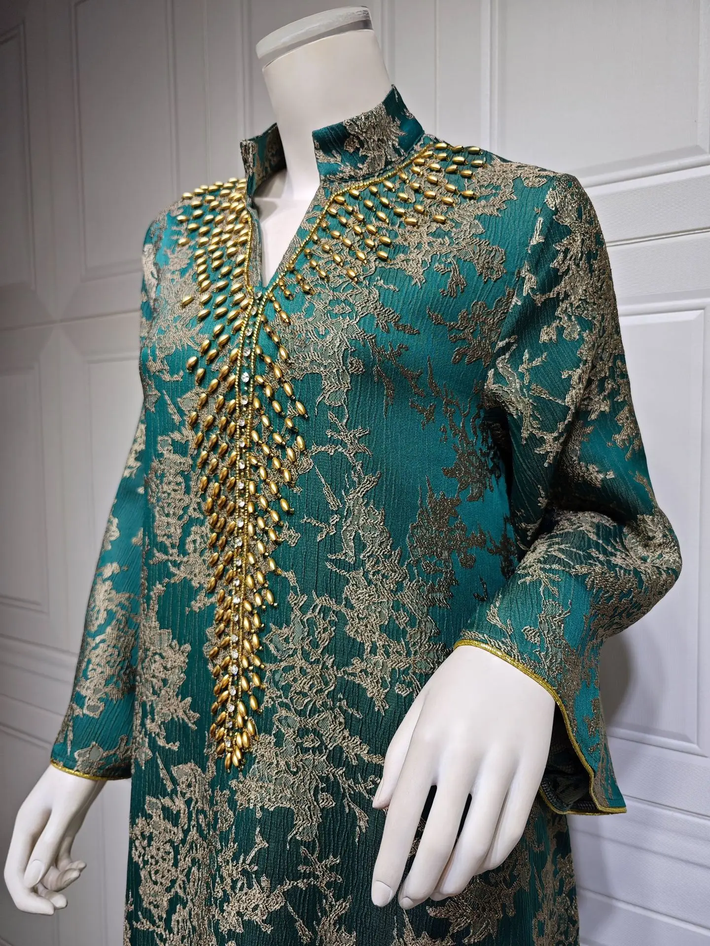 Мусульманский Рамадан Eid вышивка бисером Повседневная абайя для женщин Jalabiyat