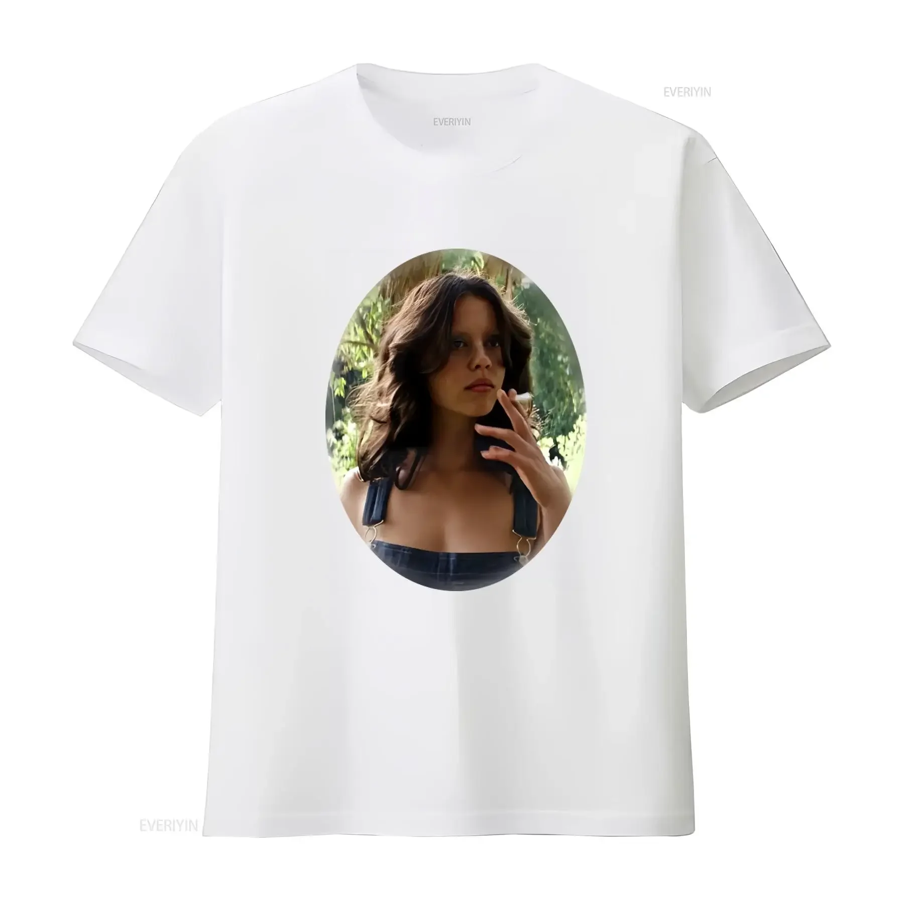 Фото Футболка X Film Maxine с овальным принтом Мии Гот, винтажная, из плотного хлопка, от A24 Merch, в стиле дизайнерской одежды с эффектом потертости №3