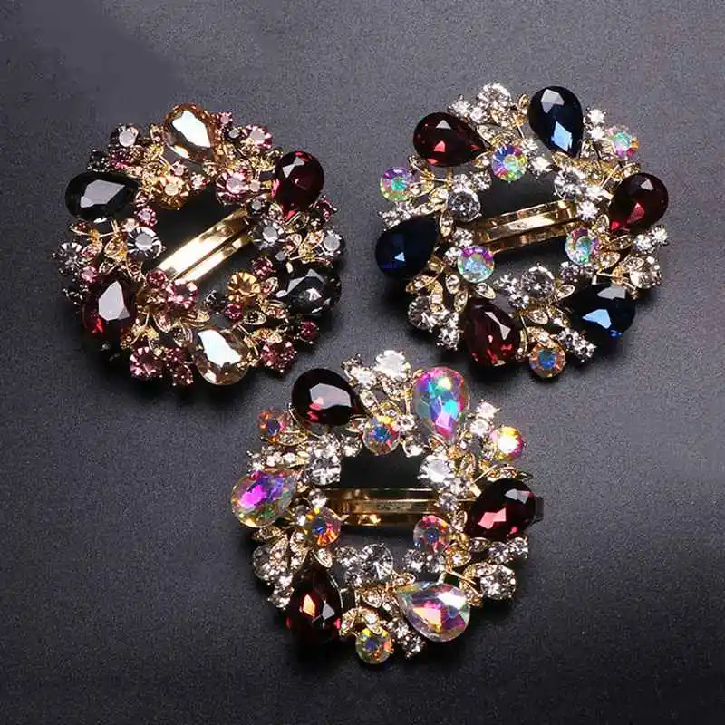 

Women Shining Crystal Rhinestone Hairpins Barrettes Hair Clips Hair Accessories Disc crystal hair clip elegant retro