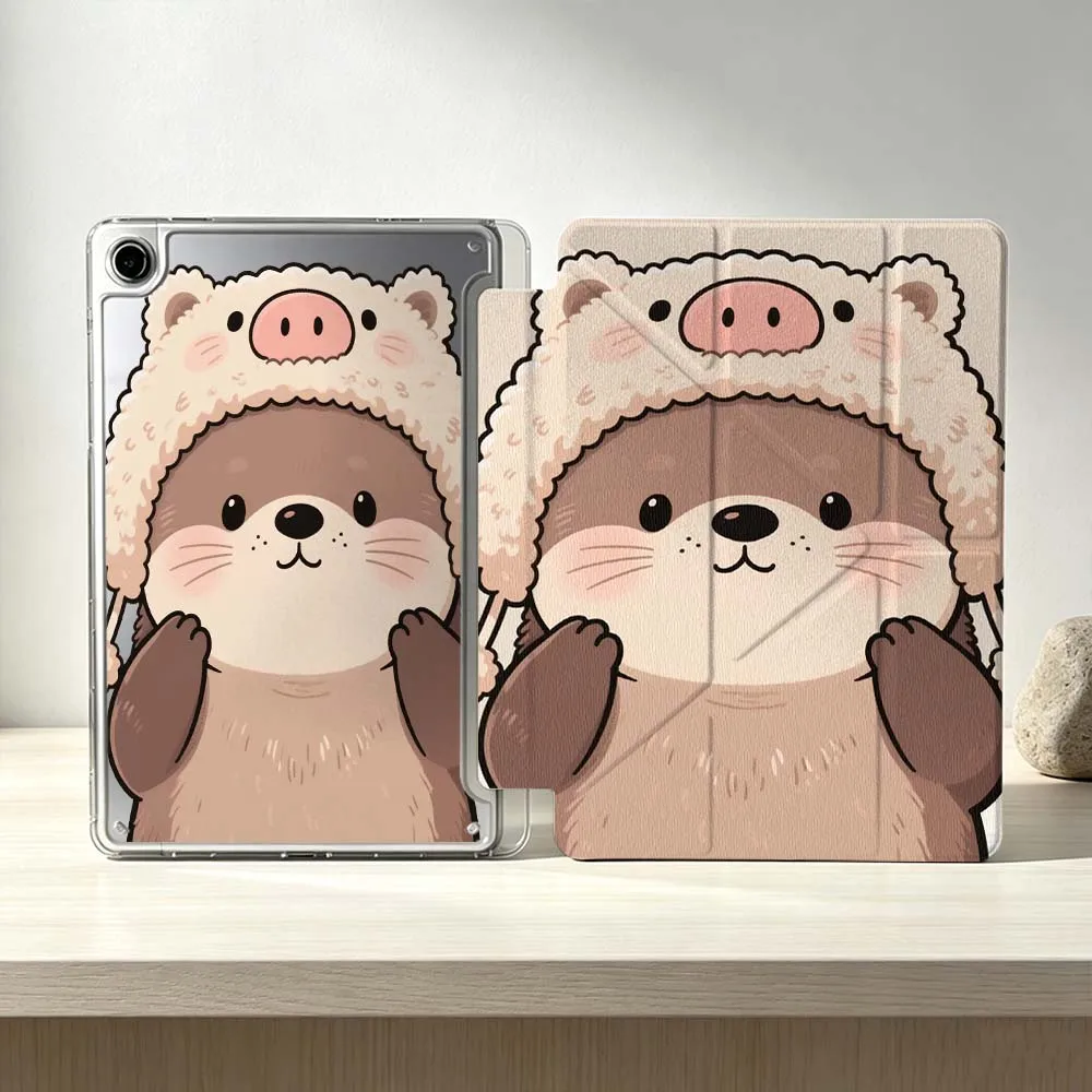 Фото Мягкий складной чехол для планшетов Samsung Galaxy Tab S10 S9 S8 S7 S6 A11 A10 A9 FE Plus Lite Foldable 3Y с мультяшным изображением морской выдры №1