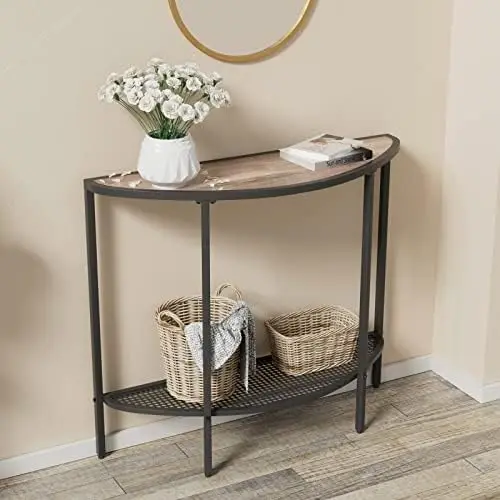 

Table 2 Tier Narrow Entryway Table with Storage Shelves Half Moon Sofa Couch Table Industrial Small Entry Way Tables for Living