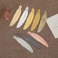 1pc cute creative golden feather metal bookmark stationery bookmarks book clip office accessories school supplies